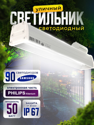 Уличный светодиодный светильник 50 Ватт, IO-STREET50